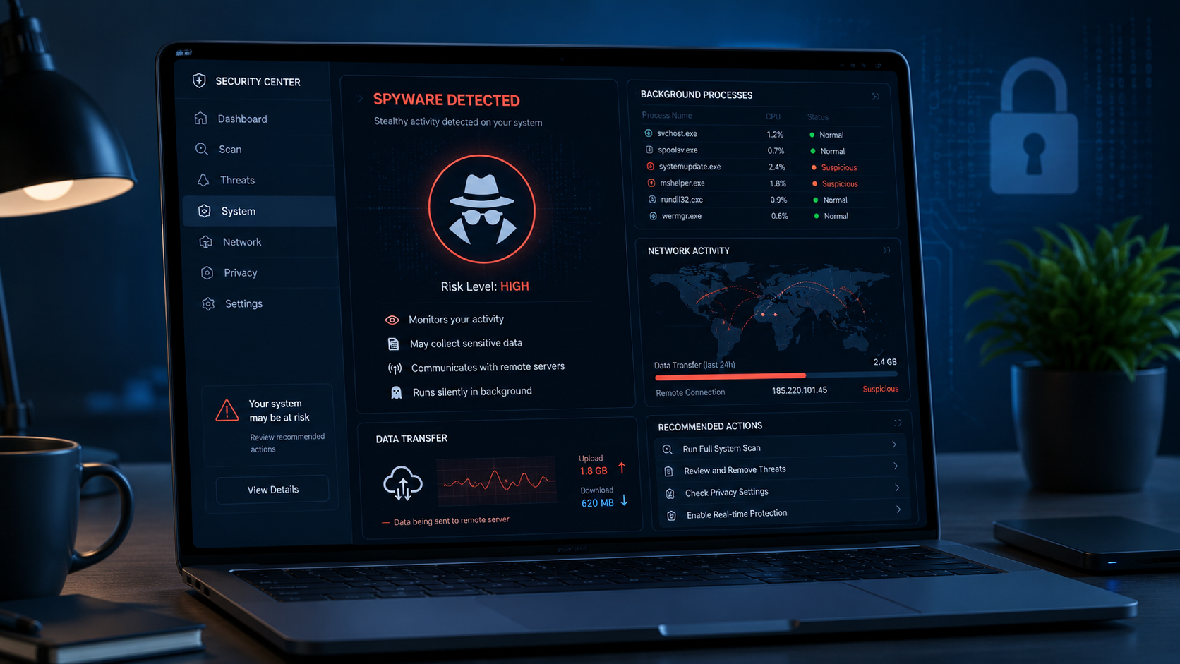 spyware na komputerze objawy jak wykryć program szpiegujący analiza systemu